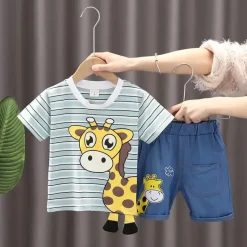 Mini Fashion™ - Girafprint - Tøjsæt i bomuld Online