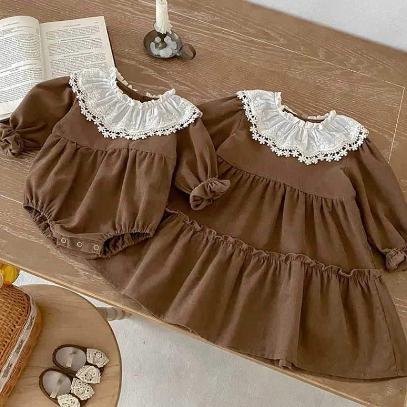 Mini Fashion™ - Kjole - Beige mønsterKomfortabel og stilfuld - Forår Romper Kjoler Børn Sale