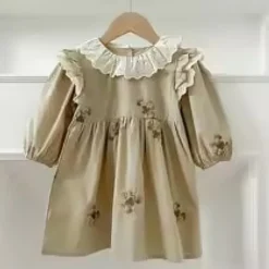 Mini Fashion™ - Kjole - Beige mønsterKomfortabel og stilfuld - Forår Romper Kjoler Børn Sale