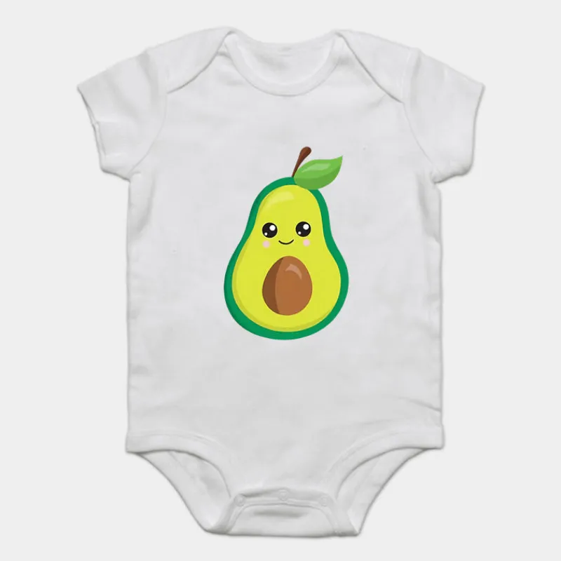 Mini Fashion™ - Match Med Familien - Avocado T-shirts Hvid New