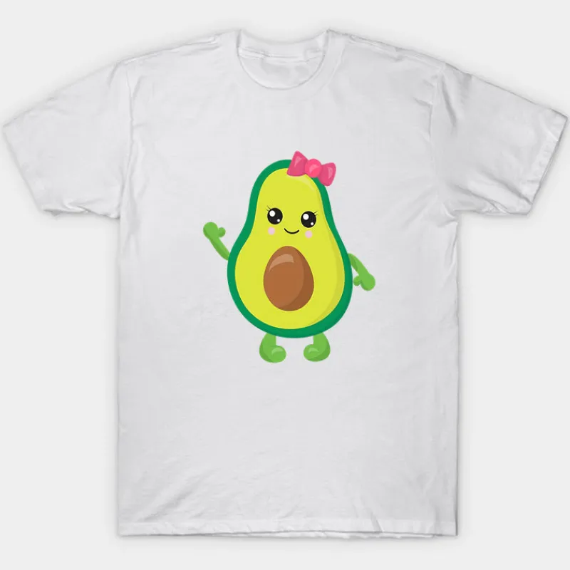Mini Fashion™ - Match Med Familien - Avocado T-shirts Hvid New