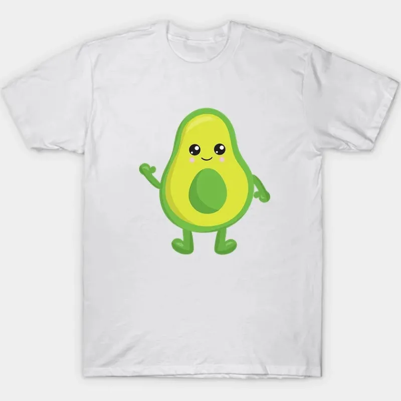 Mini Fashion™ - Match Med Familien - Avocado T-shirts Hvid New