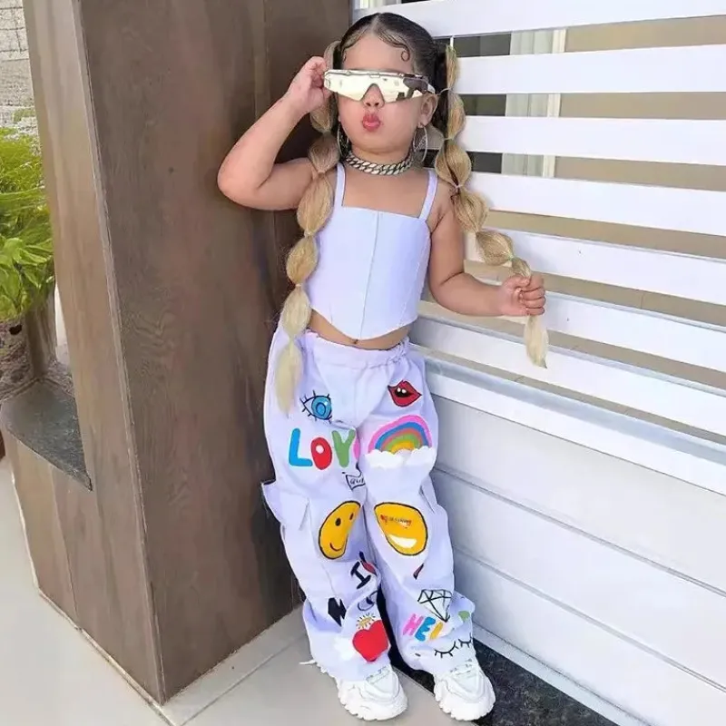 Mini Fashion™ - Moderigtigt sæt med tanktop og bukser til børn Hvid Clearance