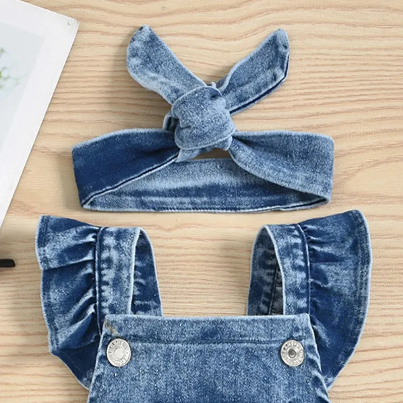 Mini Fashion™ - Sødt look - Denim Romper Best