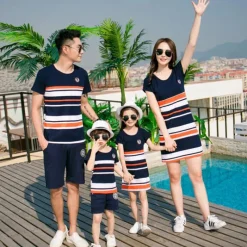 Mini Fashion™ - Sjov For Hele Familien - Stribet familiesæt New