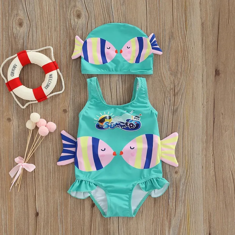 Mijn Hummeltje Mini Fashion™ - Sjovt Fiskeprint - Badedragt til piger New