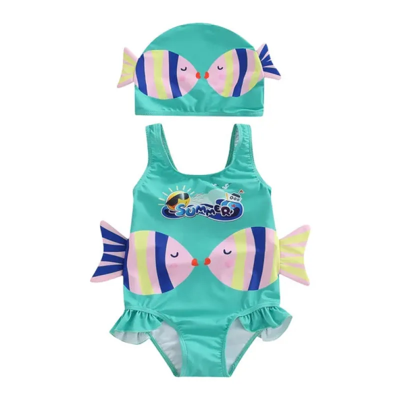 Mijn Hummeltje Mini Fashion™ - Sjovt Fiskeprint - Badedragt til piger New