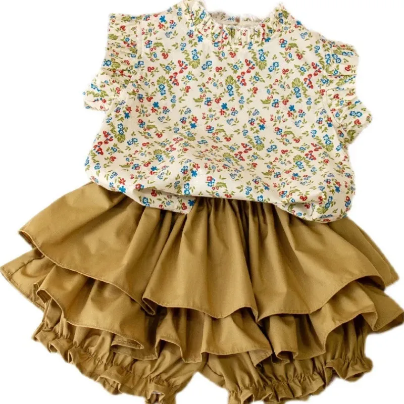 Mini Fashion™ - Sommerblomster - Top og Nederdel sæt med Blomsterprint Clearance