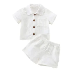 Mini Fashion™ - Sommersæt til drenge i bomuldslinned New
