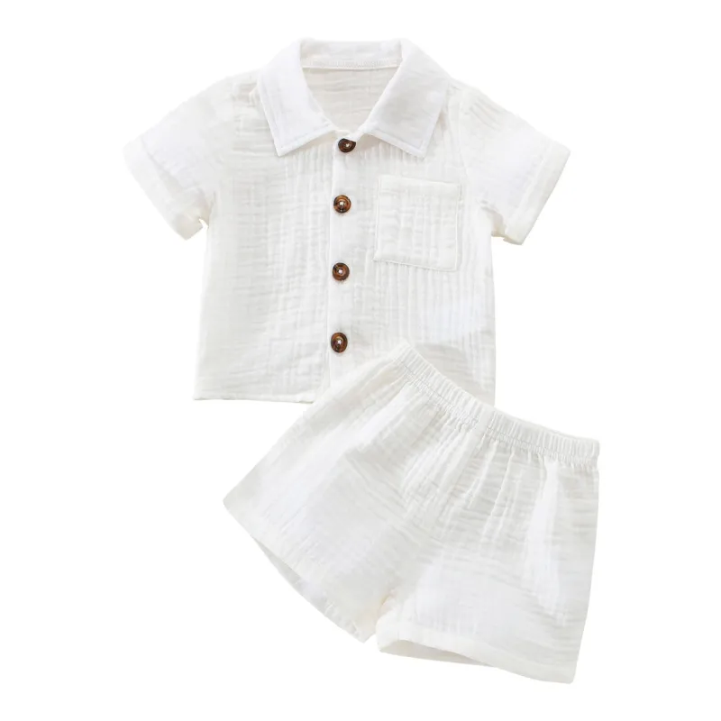 Mini Fashion™ - Sommersæt til drenge i bomuldslinned New
