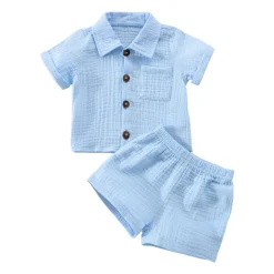 Mini Fashion™ - Sommersæt til drenge i bomuldslinned New