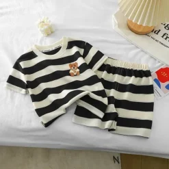 Mini Fashion™ - Stripes Fun - Shorts sæt i bomuld Hot