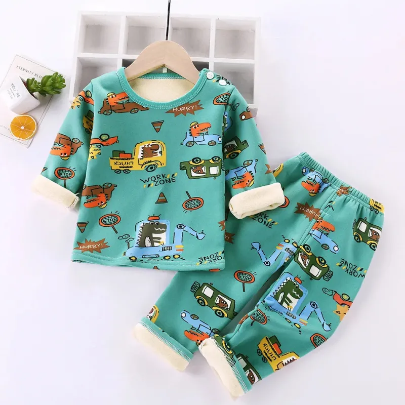 Kinder Cartoon Fleece Pyjama Mini Fashion™ - Tegneserie-fleece-pyjamas til børn Discount