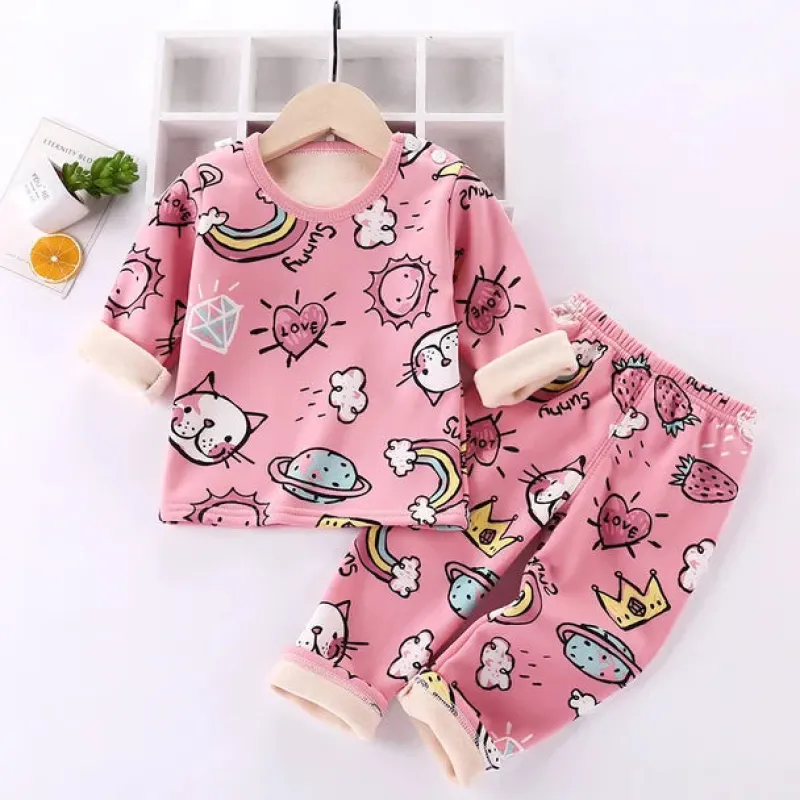 Kinder Cartoon Fleece Pyjama Mini Fashion™ - Tegneserie-fleece-pyjamas til børn Discount