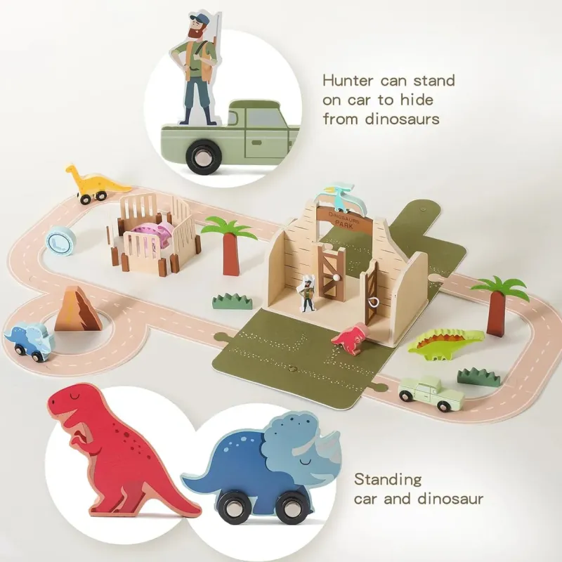 Woods™ - Forhistorisk Sjov - Dino Park-sæt i træ Clearance